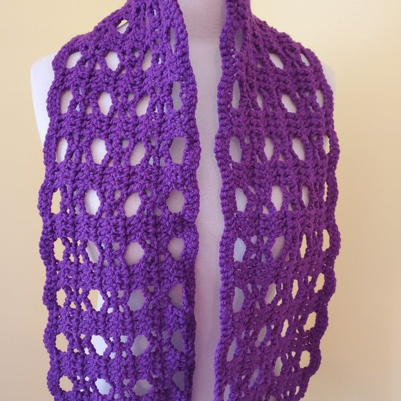 Crochet Purple Neck Scarf/New - Picture 4 of 4